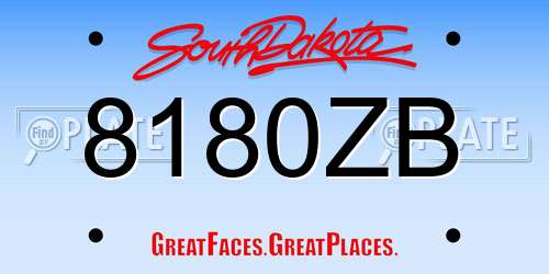 8180ZB South Dakota License Plate