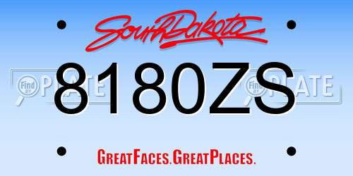 8180ZS South Dakota License Plate