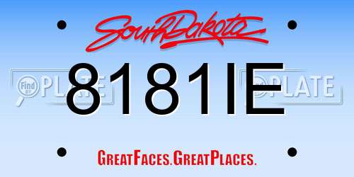 8181IE South Dakota License Plate