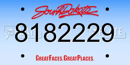 8182229 South Dakota License Plate