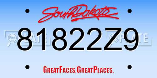 81822Z9 South Dakota License Plate