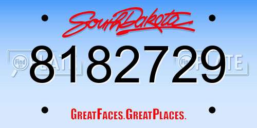 8182729 South Dakota License Plate