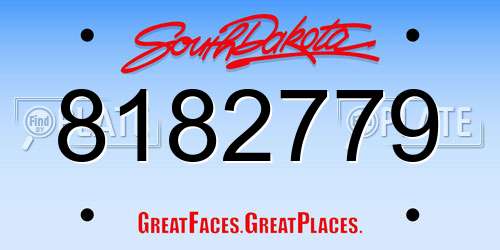 8182779 South Dakota License Plate