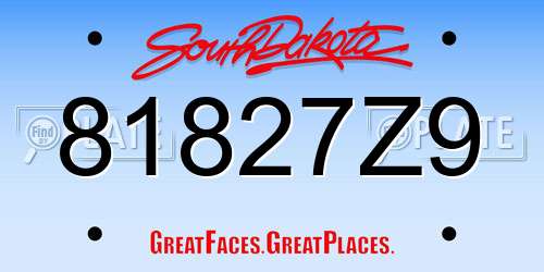 81827Z9 South Dakota License Plate