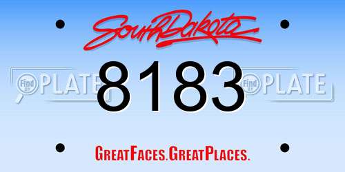 8183 South Dakota License Plate