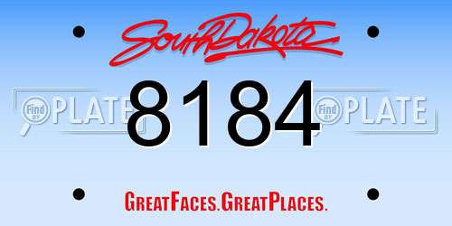 8184 South Dakota License Plate