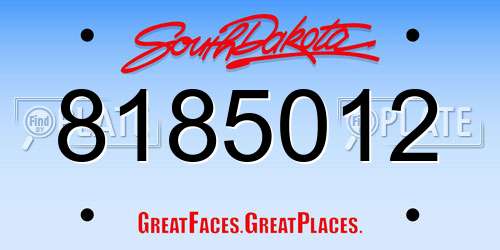 8185012 South Dakota License Plate