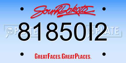 81850I2 South Dakota License Plate
