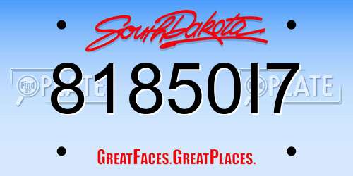 81850I7 South Dakota License Plate