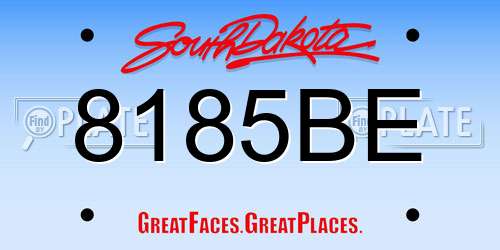 8185BE South Dakota License Plate