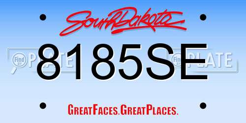 8185SE South Dakota License Plate