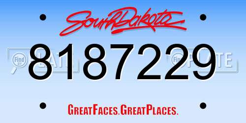 8187229 South Dakota License Plate