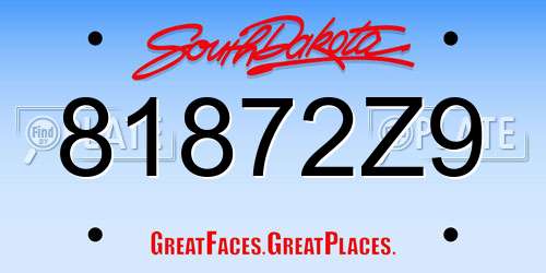 81872Z9 South Dakota License Plate