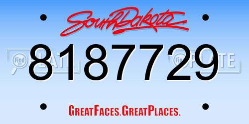 8187729 South Dakota License Plate