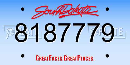 8187779 South Dakota License Plate