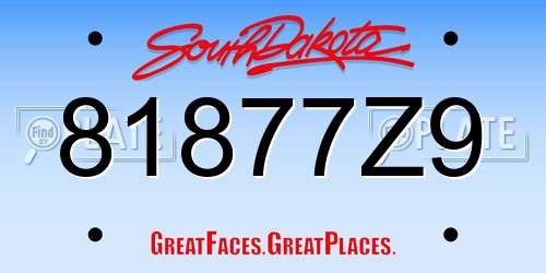 81877Z9 South Dakota License Plate