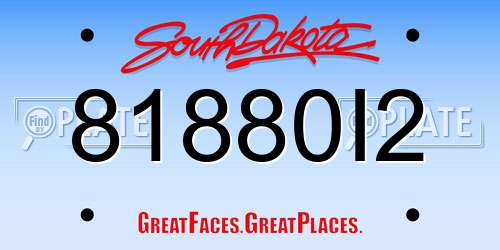 81880I2 South Dakota License Plate