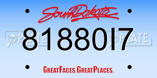 81880I7 South Dakota License Plate