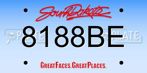 8188BE South Dakota License Plate