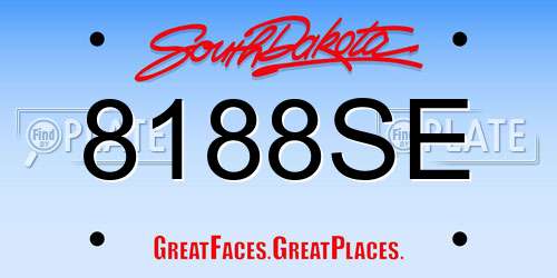 8188SE South Dakota License Plate