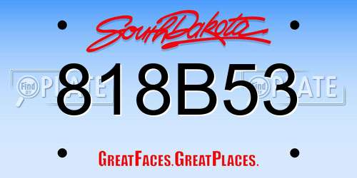 818B53 South Dakota License Plate