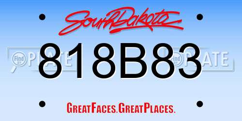 818B83 South Dakota License Plate