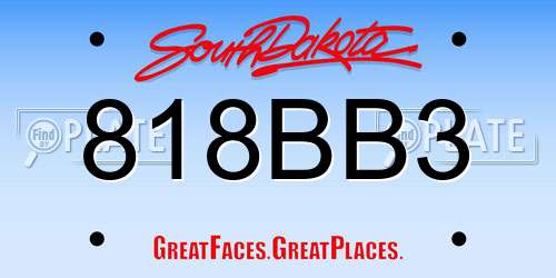 818BB3 South Dakota License Plate