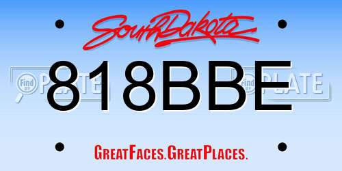 818BBE South Dakota License Plate