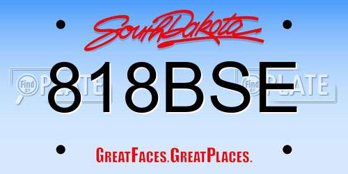 818BSE South Dakota License Plate