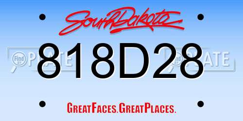 818D28 South Dakota License Plate