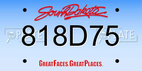 818D75 South Dakota License Plate