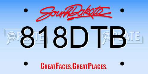 818DTB South Dakota License Plate