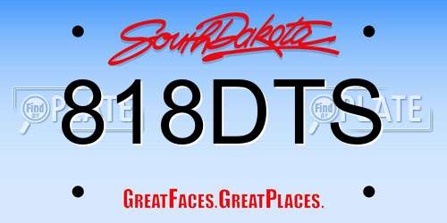 818DTS South Dakota License Plate
