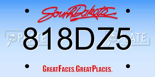 818DZ5 South Dakota License Plate