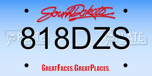 818DZS South Dakota License Plate