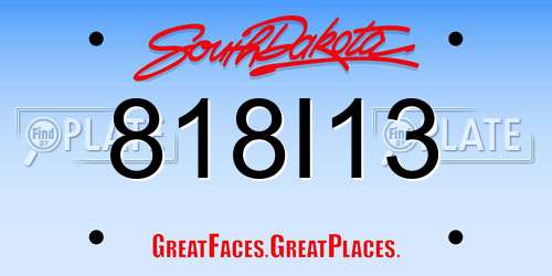 818I13 South Dakota License Plate