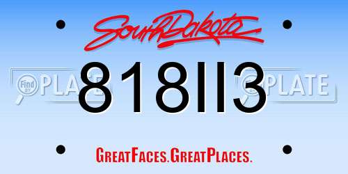 818II3 South Dakota License Plate