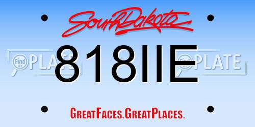 818IIE South Dakota License Plate
