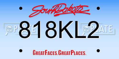 818KL2 South Dakota License Plate