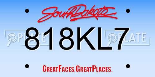 818KL7 South Dakota License Plate