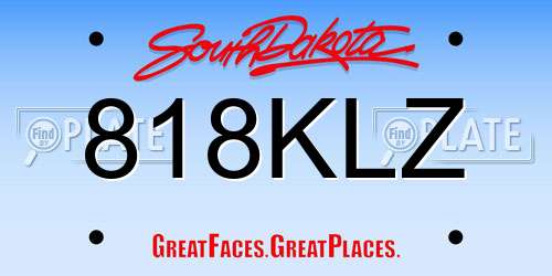 818KLZ South Dakota License Plate