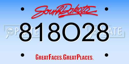 818O28 South Dakota License Plate