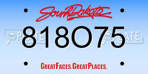 818O75 South Dakota License Plate