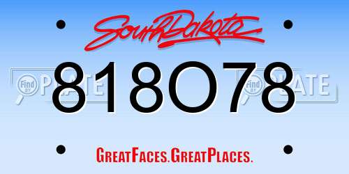 818O78 South Dakota License Plate