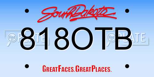 818OTB South Dakota License Plate
