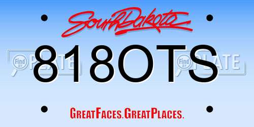 818OTS South Dakota License Plate