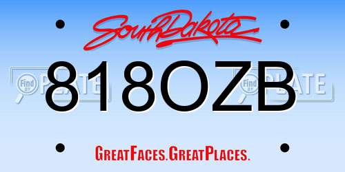 818OZB South Dakota License Plate