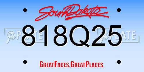 818Q25 South Dakota License Plate