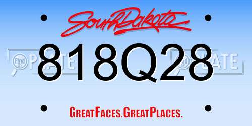 818Q28 South Dakota License Plate