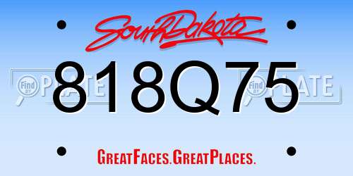 818Q75 South Dakota License Plate